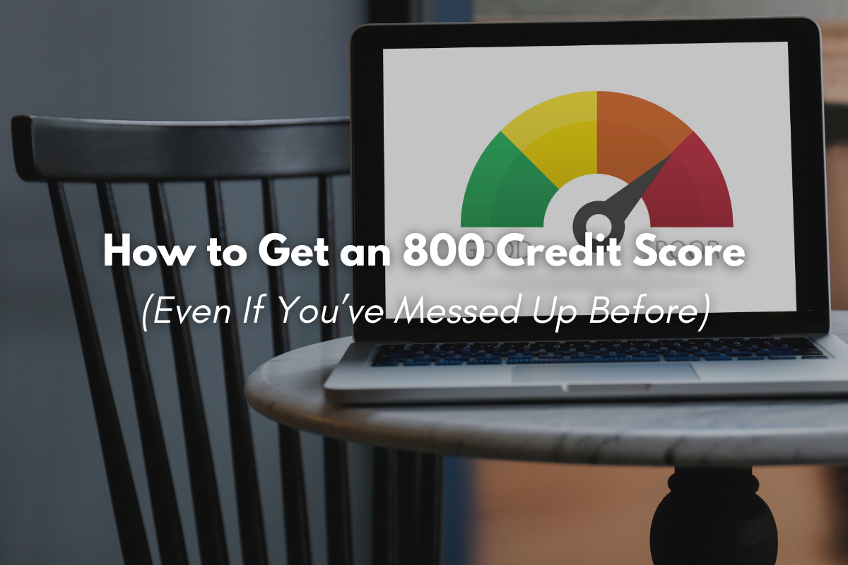 Person reviewing credit report with goal of reaching 800 credit score